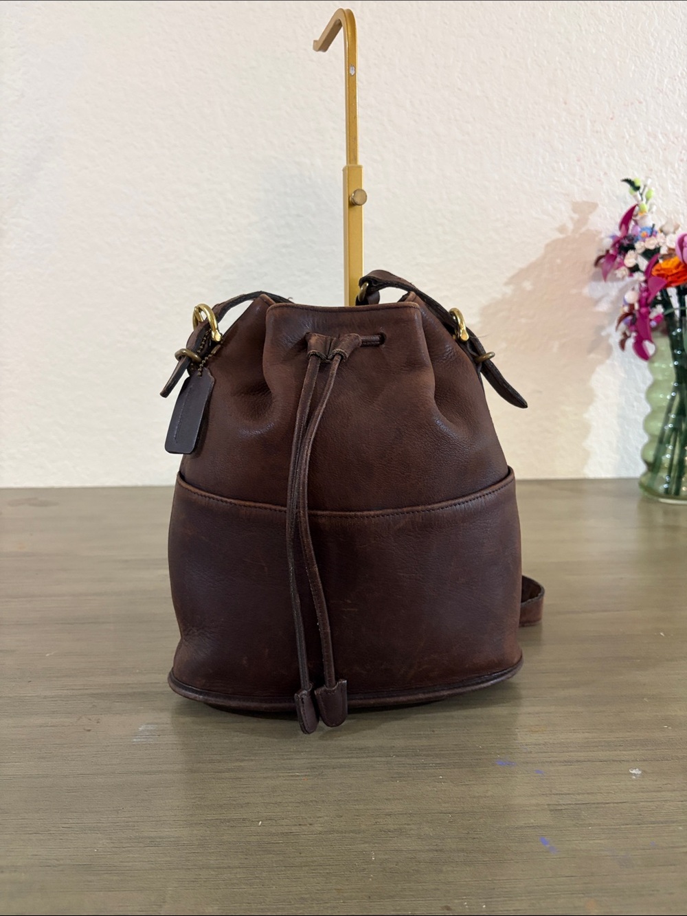 Coach 4151 Milk Chocolate Brown Vintage Drawstring Bucket Bag